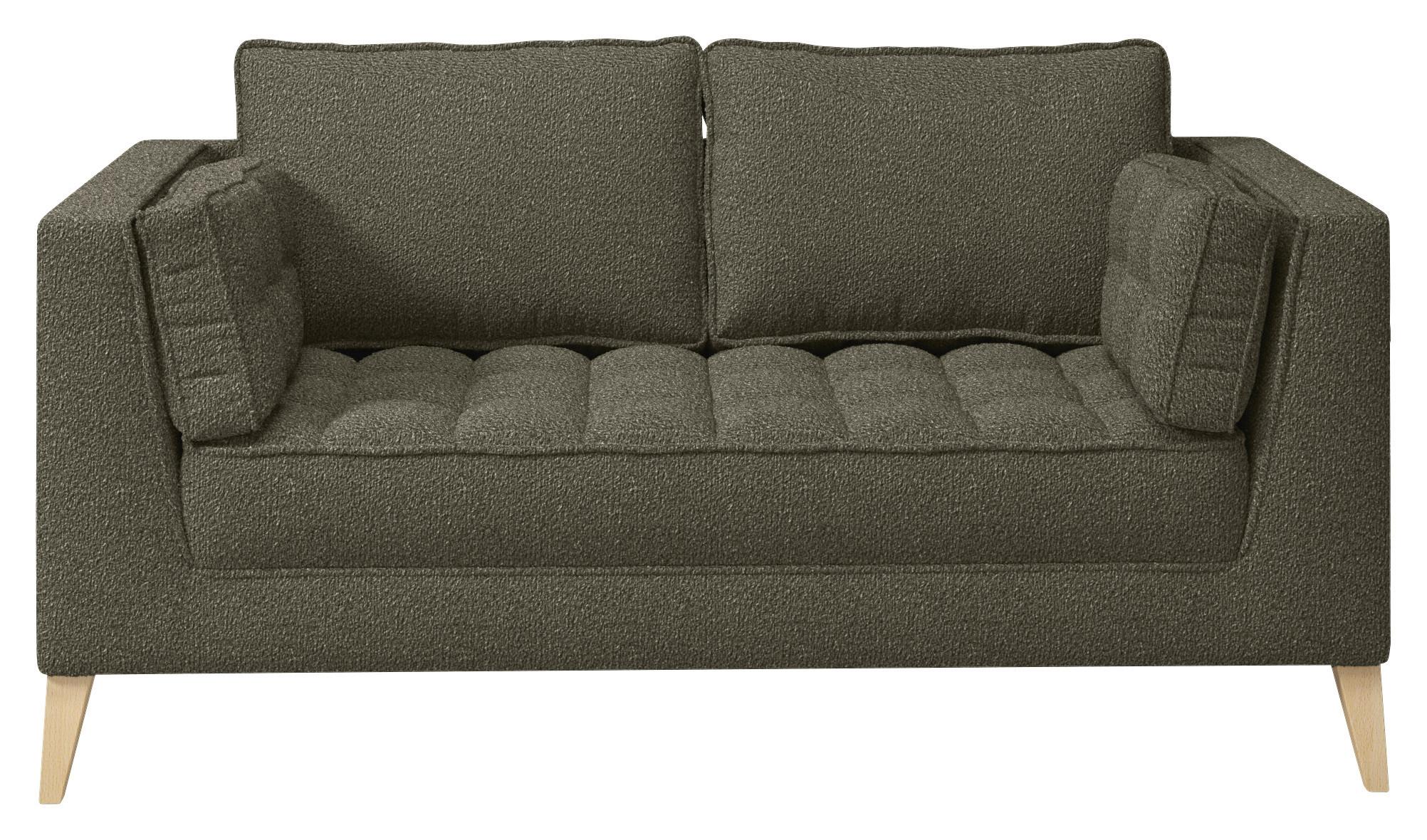 Dvoumístná pohovka DOTI, tmavě zelená - tmavě zelená/přírodní barvy, Design, kompozitní dřevo/textil (110/95/85cm) - MID.YOU
