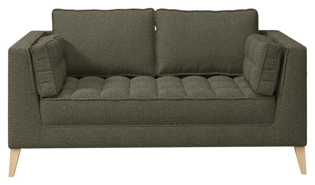 Dvoumístná pohovka DOTI, tmavě zelená - tmavě zelená/přírodní barvy, Design, kompozitní dřevo/textil (110/95/85cm) - MID.YOU