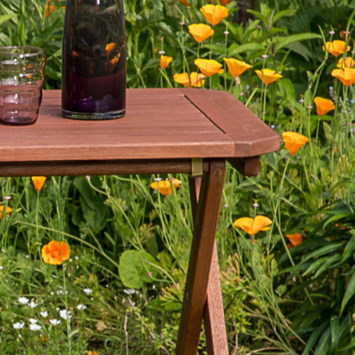 Hocker Klappbar Eukalyptusholz Natur H: 50 cm - Naturfarben, KONVENTIONELL, Holz (50/50/50cm) - Gardenson