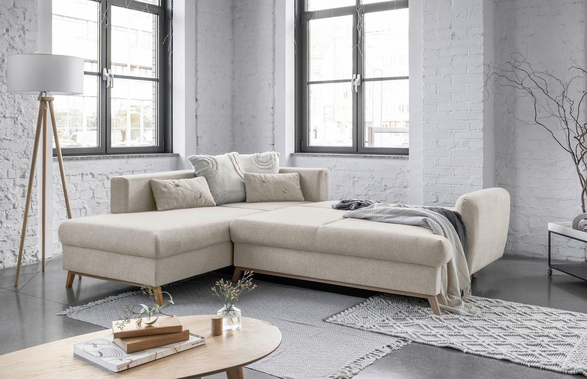 Ecksofa Scanddic Lagom Beige S: 202x242 cm - Beige/Naturfarben, Textil (202/242cm) - MID.YOU
