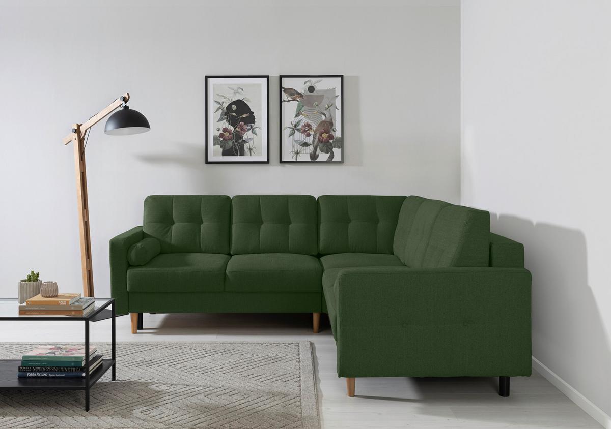 Ecksofa Noret, Grün S: 242x242 Cm - Buchefarben/Grün, Design, Textil (242/242cm) - MID.YOU