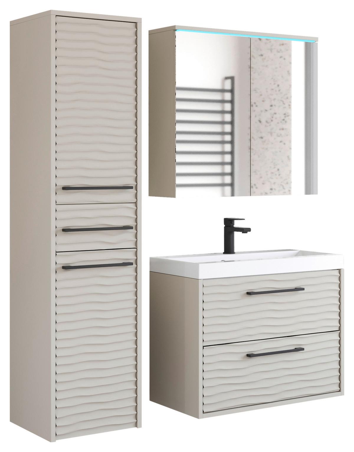 Badezimmer Toronto 4-Teilig Kaschmir/Beige B: 90 cm - Kaschmir/Kastanieneichefarben, LIFESTYLE, Keramik/Holzwerkstoff (90/130/35cm) - P & B