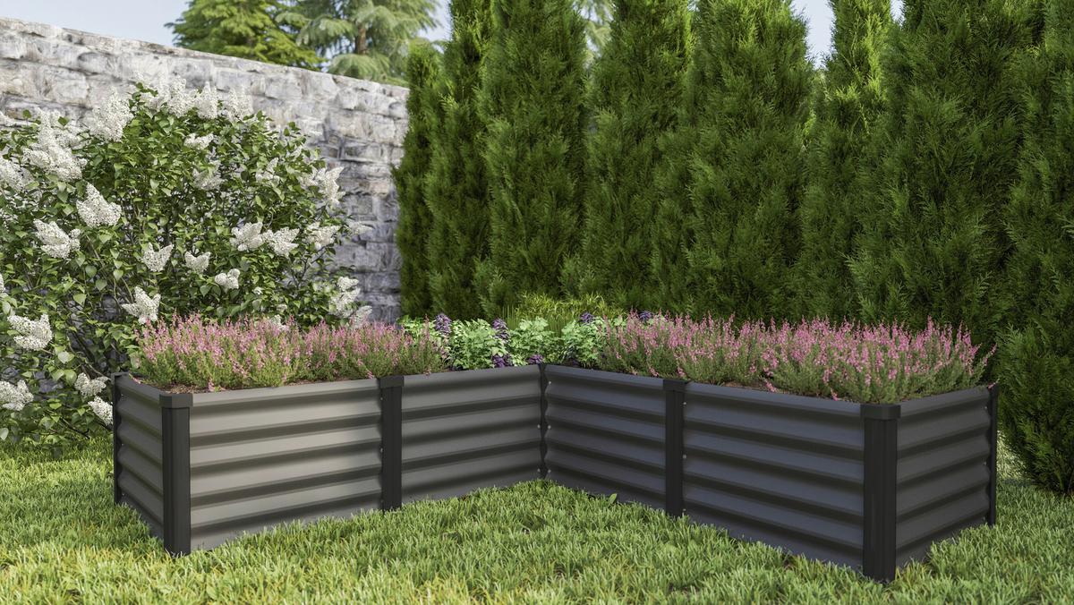 Hochbeet Stahl Linus In & Out BxHxT: 185x40,3x185 cm Schwarz - Schwarz/Alufarben, Basics, Metall (185/40,3/185cm)