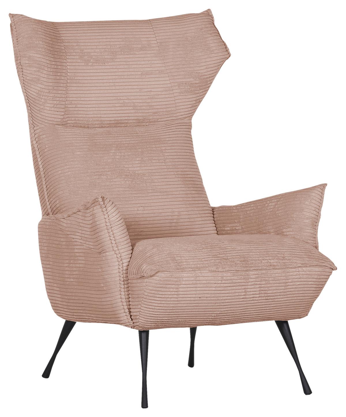 Ohrensessel Lorris - Schwarz/Rosa, KONVENTIONELL, Textil (83/110/92cm) - MID.YOU