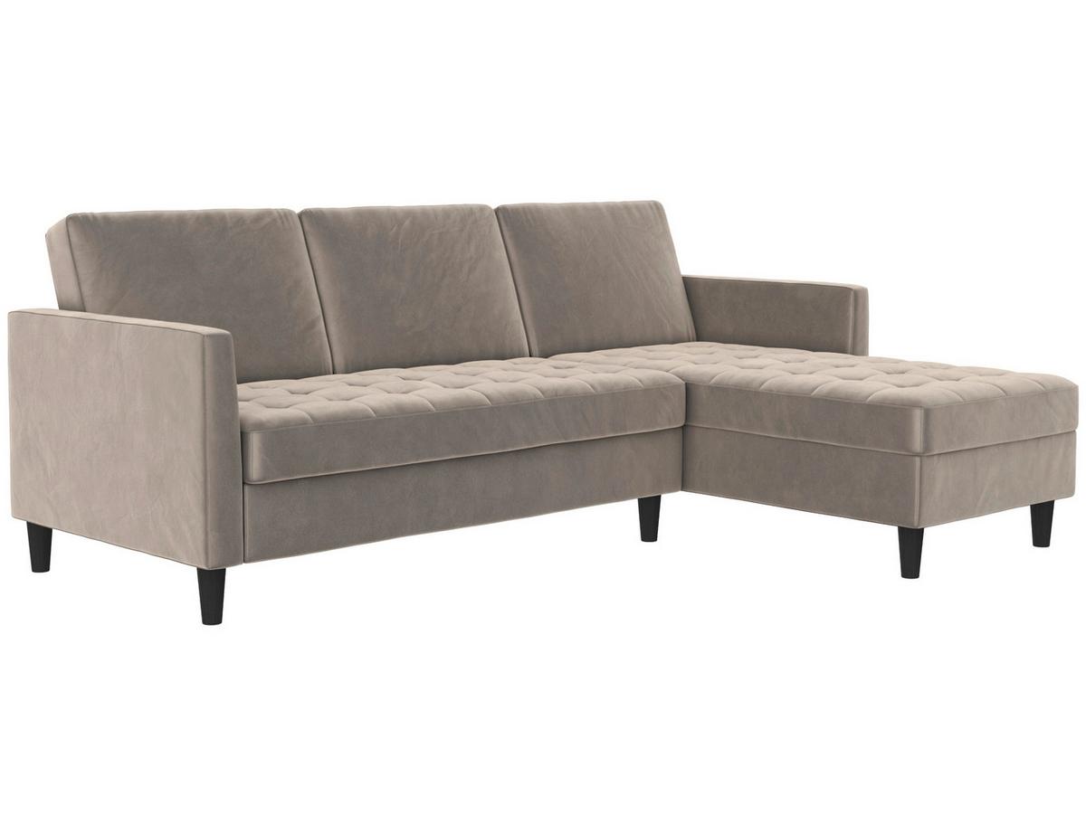 Ecksofa Palermo Taupe, mit Stauraum - Taupe/Schwarz, Basics, Textil (213/154cm) - Livetastic