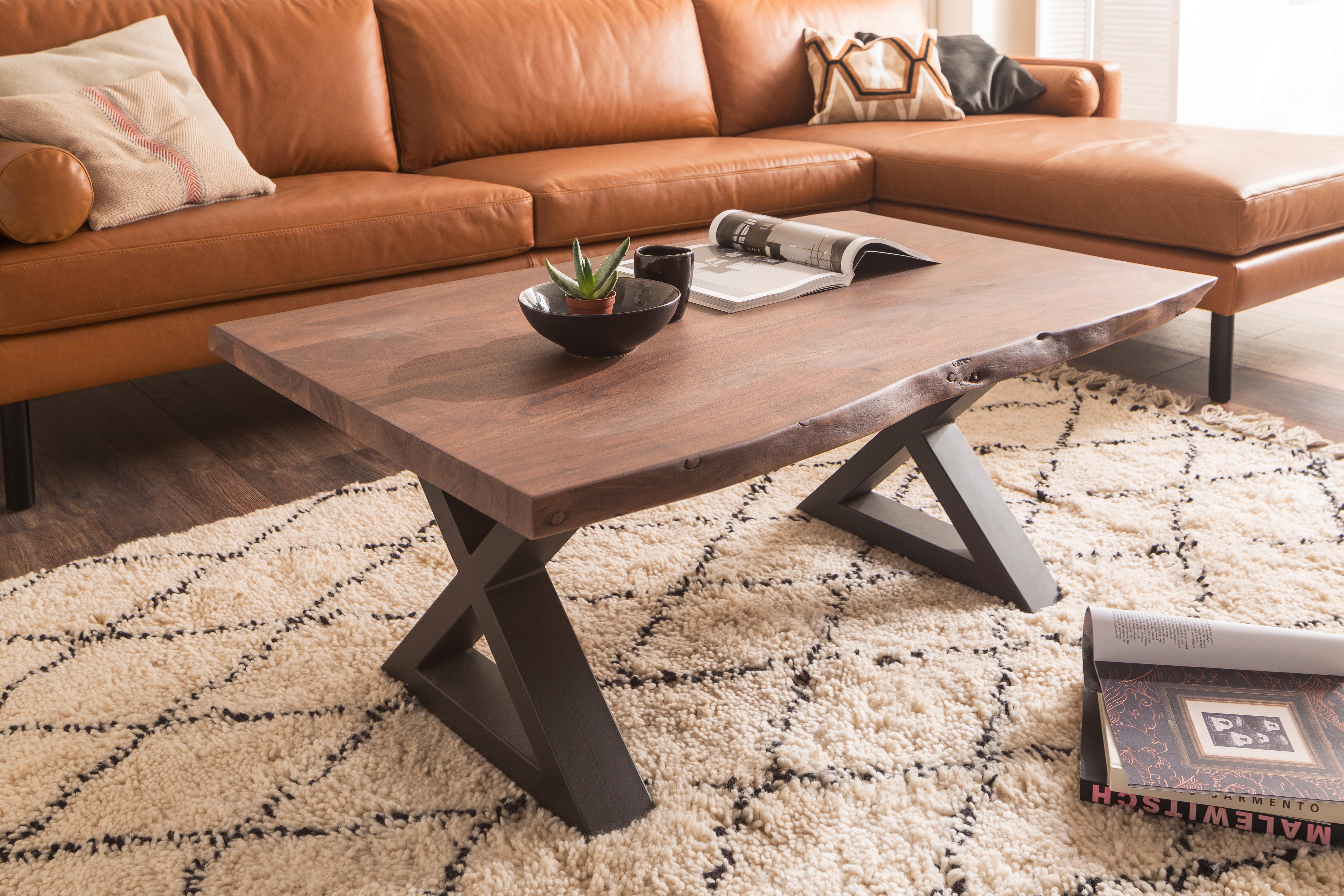Couchtisch Holz Massiv Cartagena Walnuss/anthrazit - Anthrazit/Walnussfarben, MODERN, Holz/Metall (110/45/70cm)