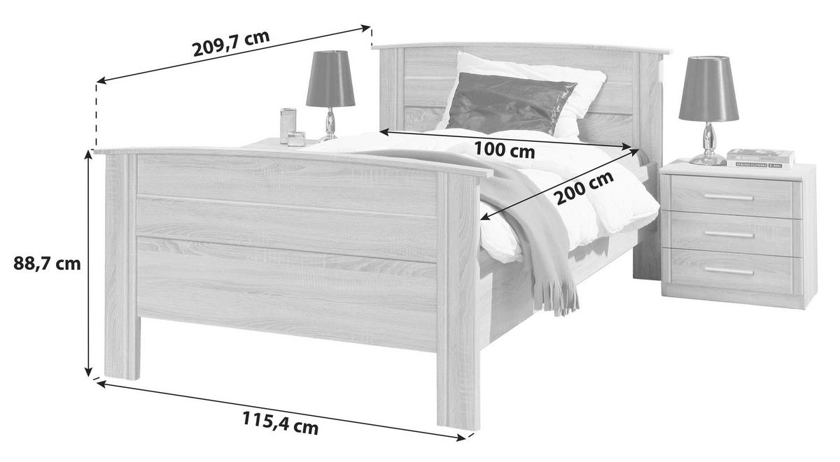 Jugendbett 100x200 Gloria, Eiche Dekor - Eichefarben, KONVENTIONELL, Holzwerkstoff (100/200cm) - MID.YOU