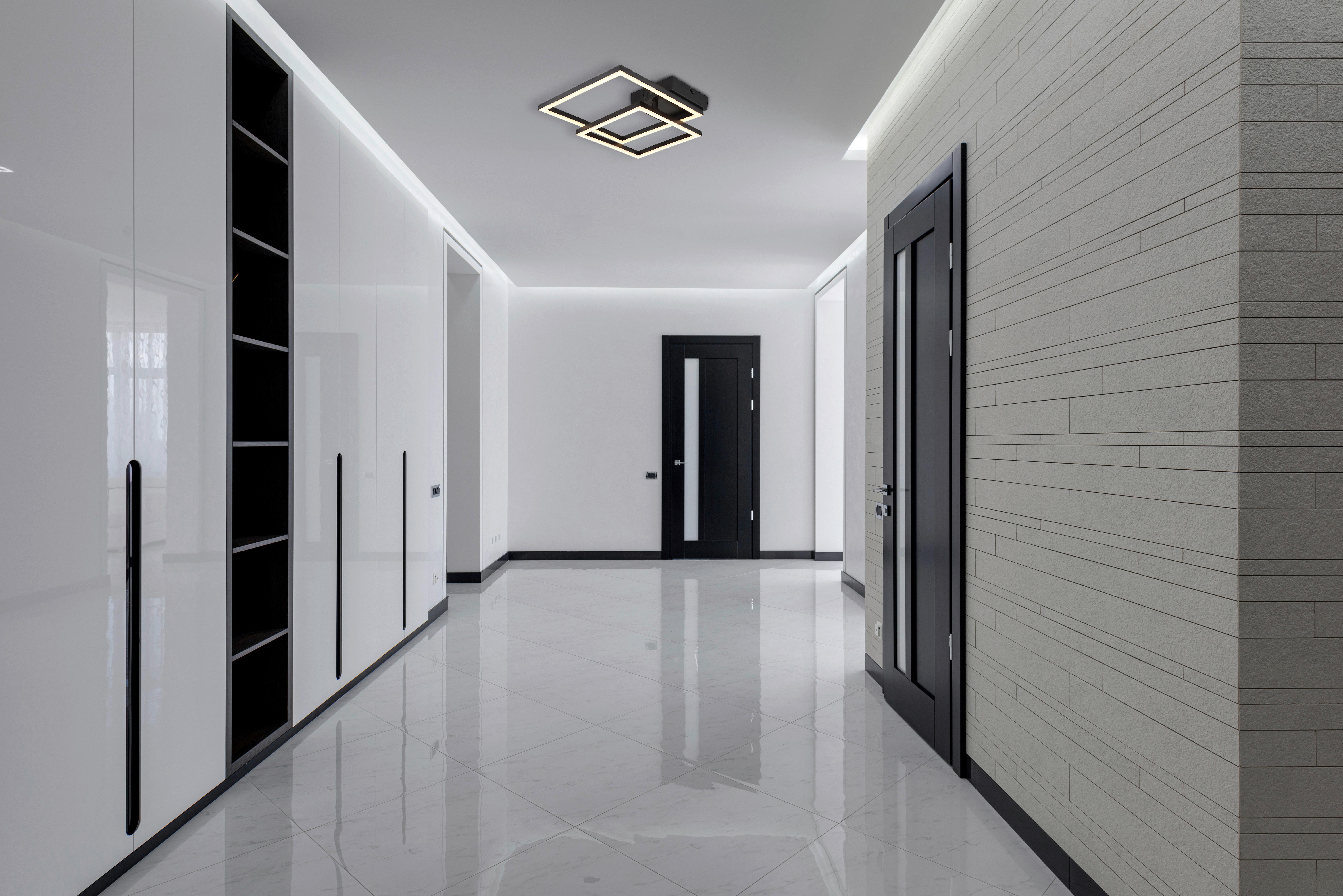 LED-Deckenleuchte 672842 - Opal/Schwarz, Design, Kunststoff (48,8/35,3/6,4cm) - Globo