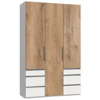 Drehtürenschrank Mit Laden 150cm Level Weiß/eiche Dekor - Eichefarben/Weiß, MODERN, Holzwerkstoff (150/236/58cm) - MID.YOU