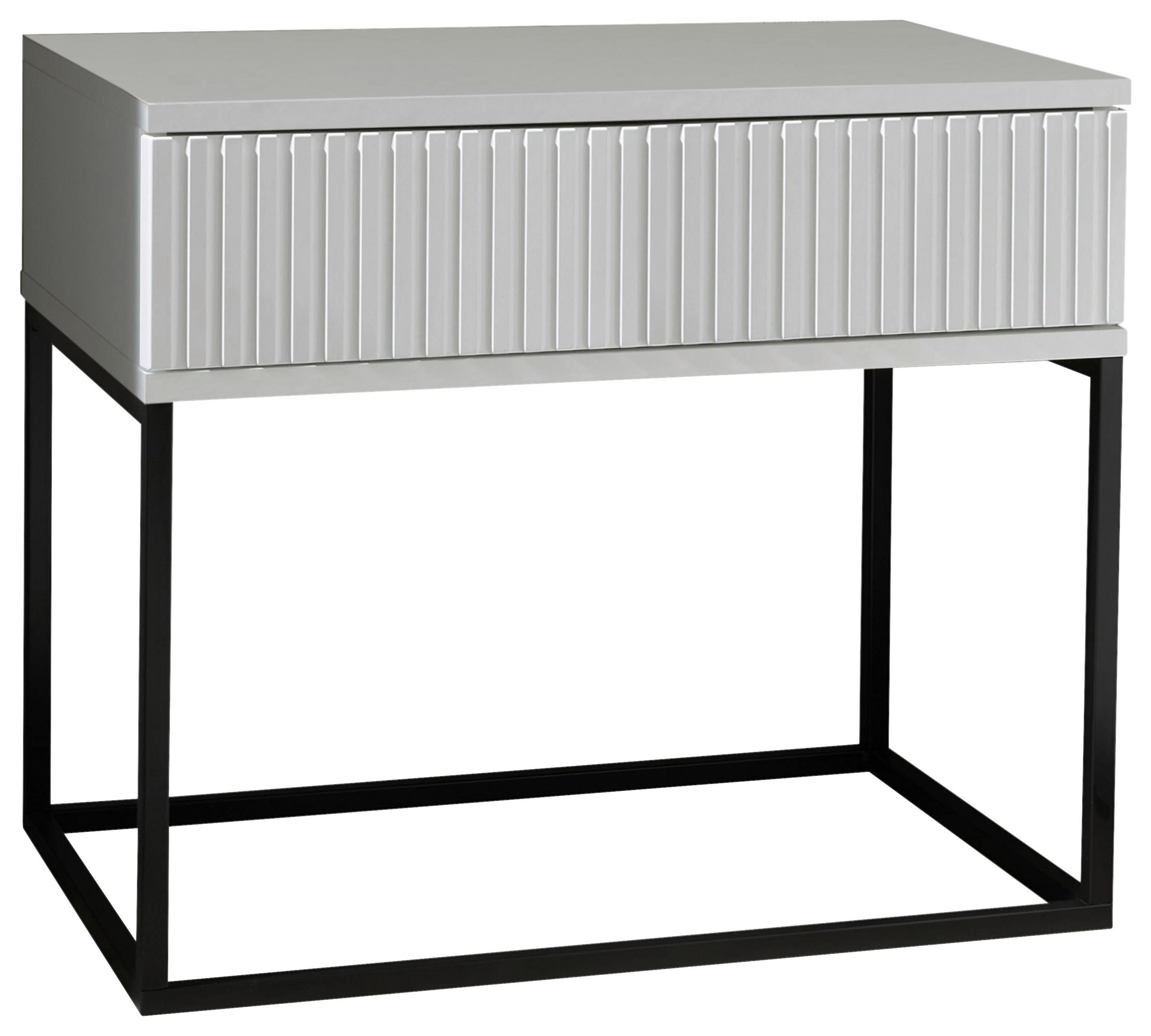 Noční stolek MARLE bílá - bílá/černá, Moderní, kov/kompozitní dřevo (60/52/38,5cm) - Hom`in