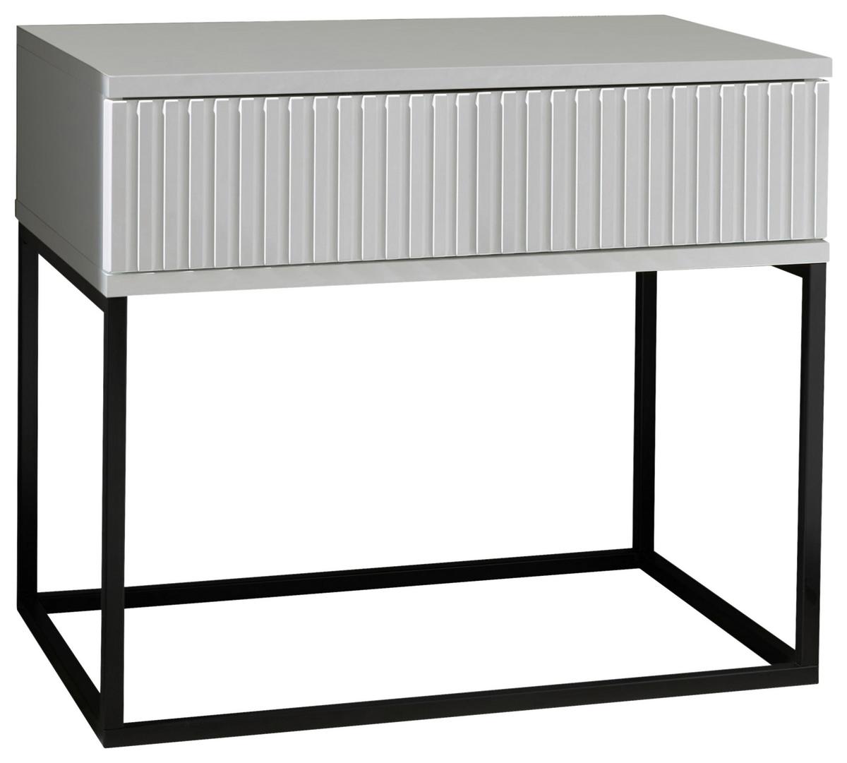 Noční stolek MARLE bílá - bílá/černá, Moderní, kov/kompozitní dřevo (60/52/38,5cm) - Hom`in