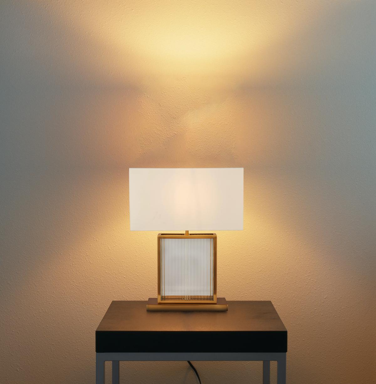 Tischleuchte Eu54210sb Clarendon - Messingfarben/Weiß, KONVENTIONELL, Glas/Kunststoff (40/53/20cm)