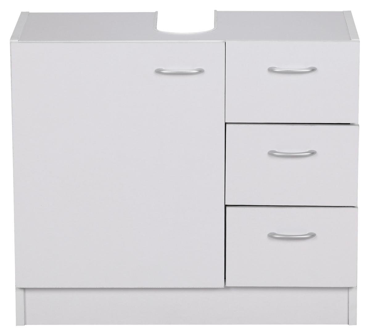 Skříňka pod umyvadlo MATTI bílá - bílá/barvy stříbra, Basics, kompozitní dřevo/plast (63/54/30cm) - MID.YOU