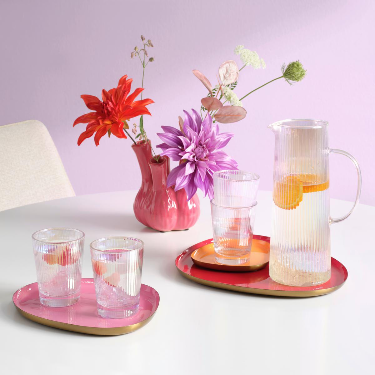 sada sklenic džbán 1,2L + 4 sklenice - vícebarevná, Konvenční, sklo - Modern Living