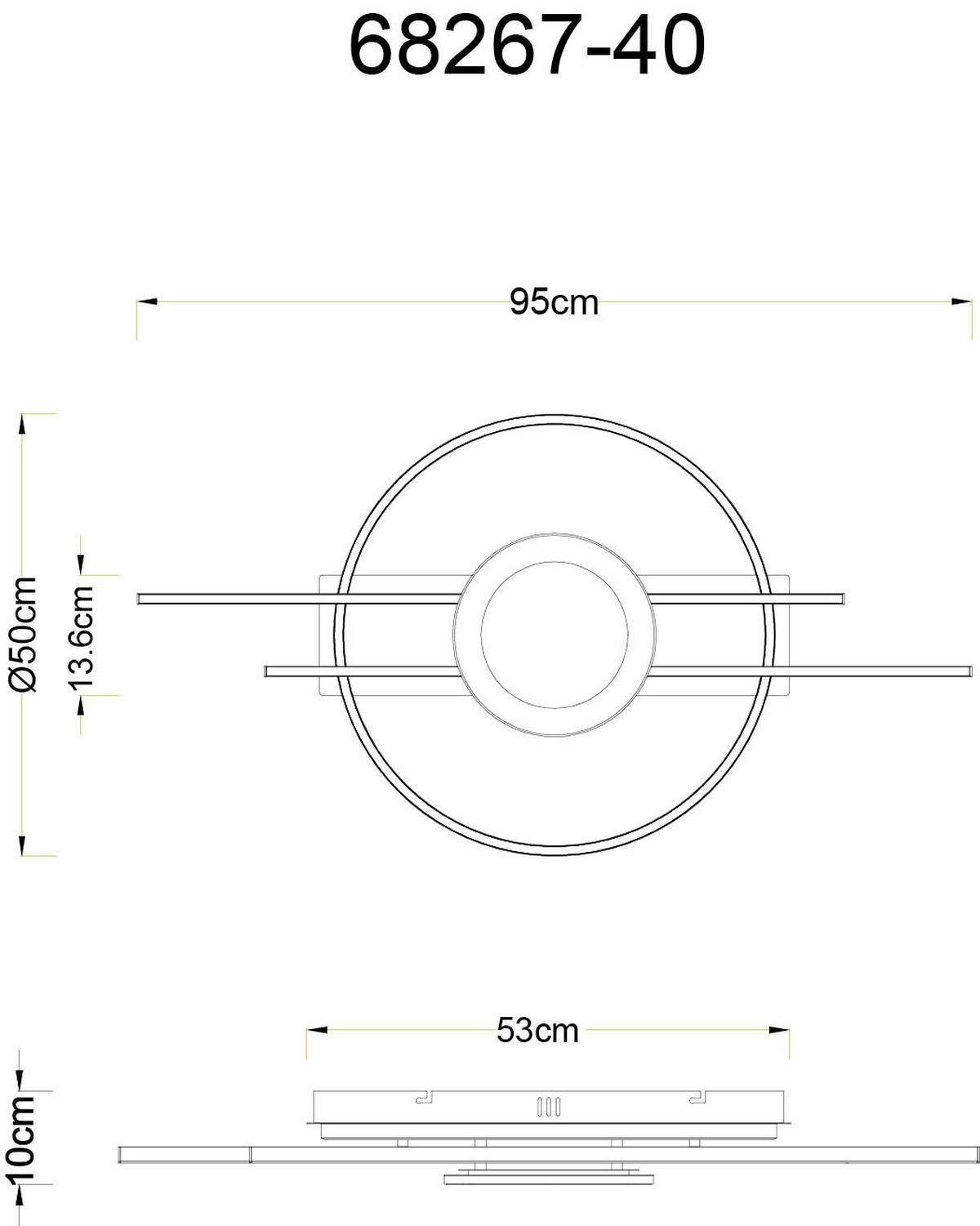 STROPNÍ LED SVÍTIDLO DONTE - bílá/barvy stříbra, Design, kov/plast (95/50/10cm) - Globo