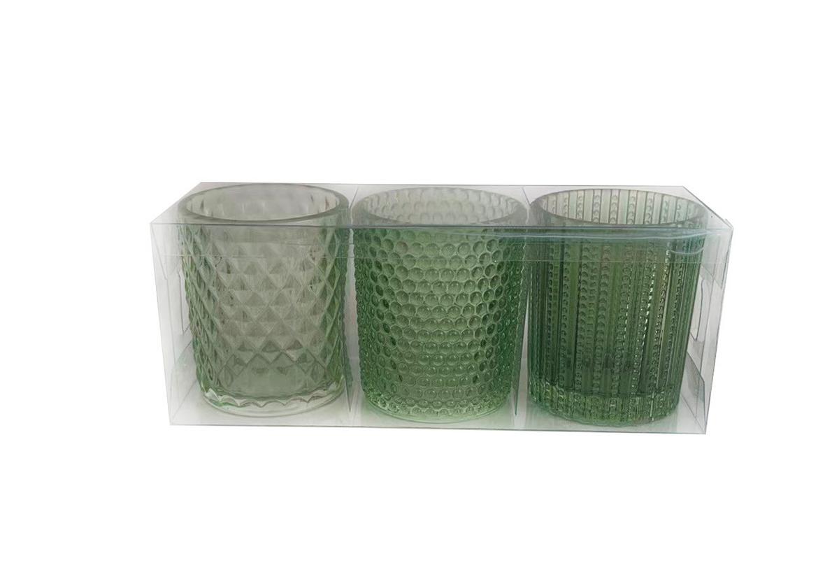 Teelichtglas Selina - Dunkelgrün/Hellgrün, KONVENTIONELL, Glas (5,4/6,4cm) - Luca Bessoni