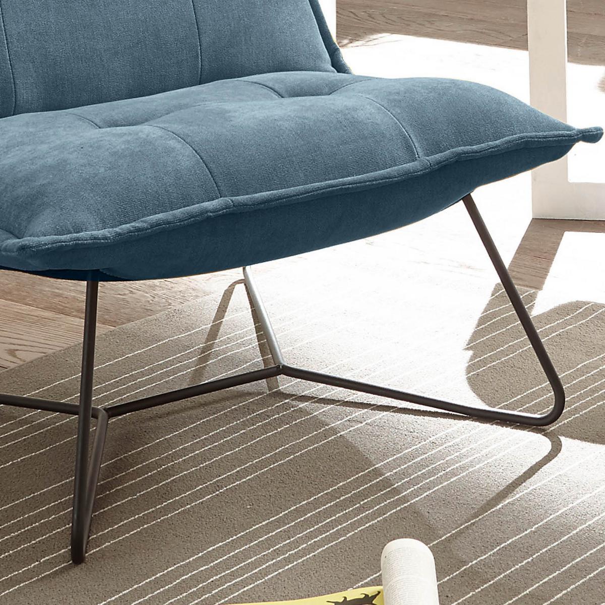 Polstersessel Vico Stoffbezug Denim - Blau/Schwarz, Basics, Textil/Metall (69/76/86cm) - MID.YOU