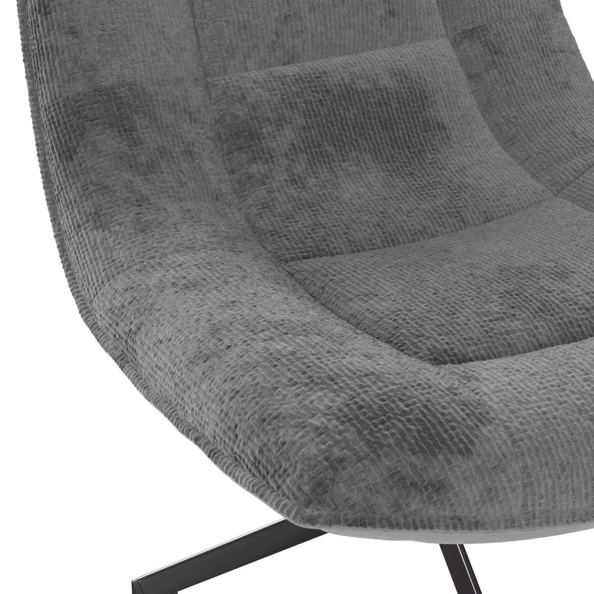 Relaxsessel Sofia Chenille grau, B: 77 cm - Schwarz/Grau, MODERN, Textil/Metall (77/88/94cm)