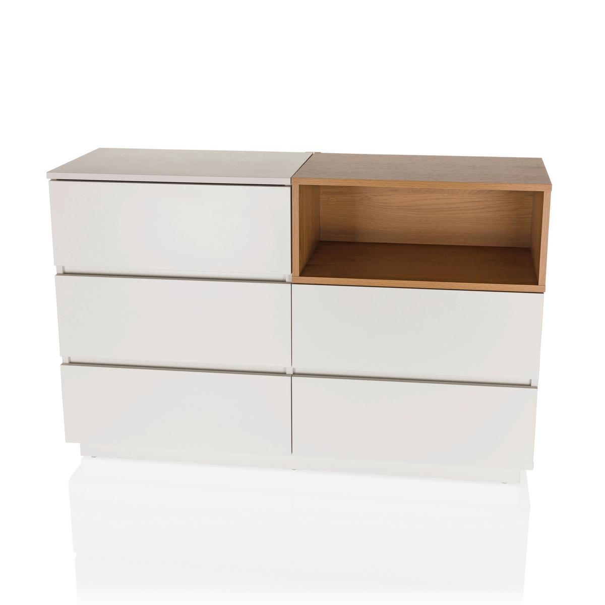 Sideboard Melmo S Weiß/eichefarben B: 120 Cm - Eichefarben/Weiß, MODERN, Holzwerkstoff (120/76/40cm) - MID.YOU