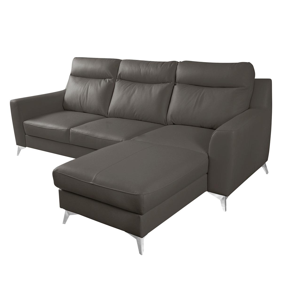 Ecksofa Gio Dunkelbraun S: 236x168 Cm - Chromfarben/Dunkelbraun, Design, Leder/Textil (236/168cm) - Livetastic