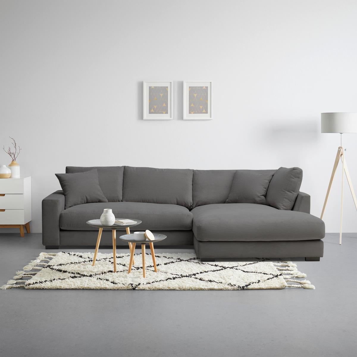 Rohová sedačka PEDRO, pravá, antracitová - černá/antracitová, Moderní, textil/plast (300/190cm) - Mömax
