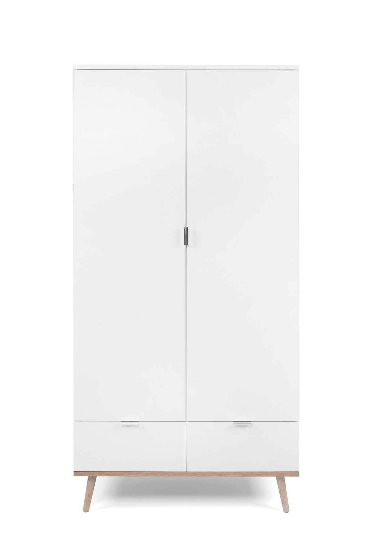 Drehtürenschrank + Schubladen B: 90 cm Göteburg 61, Weiß - Eichefarben/Weiß, Design, Holzwerkstoff (90/180/55cm) - MID.YOU