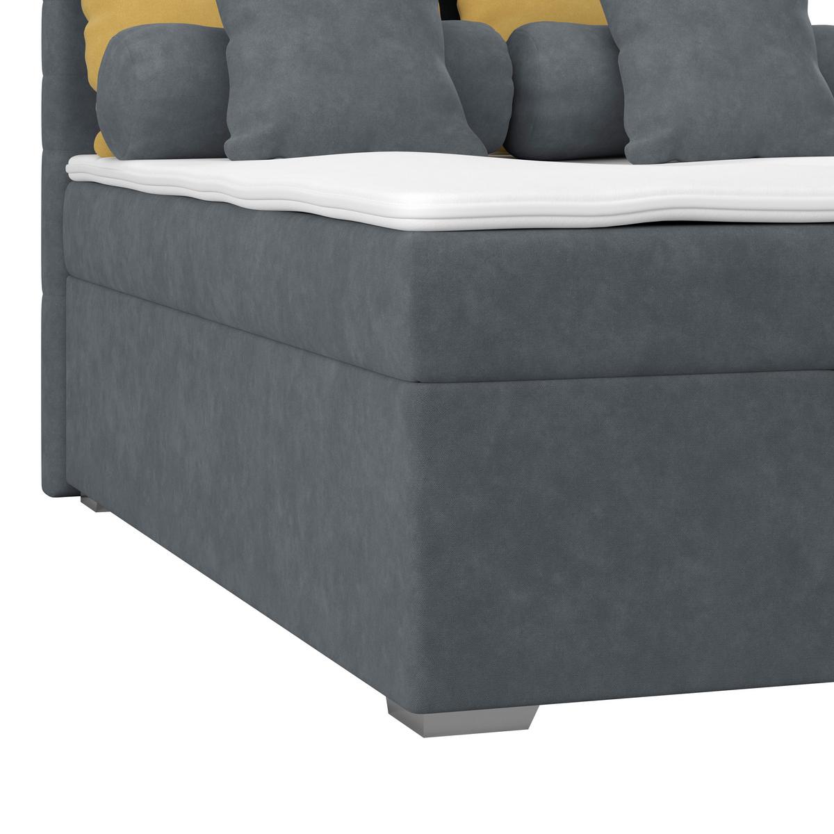 Kárpitozott Ágy Adria 140/200cm - szürkéskék, Konventionell, textil/fa