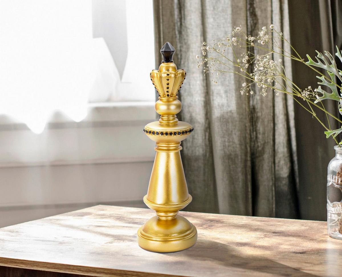 Skulptur Gold And Black King B: 11 cm - Goldfarben/Schwarz, Basics, Kunststoff (11/32.5/11cm)