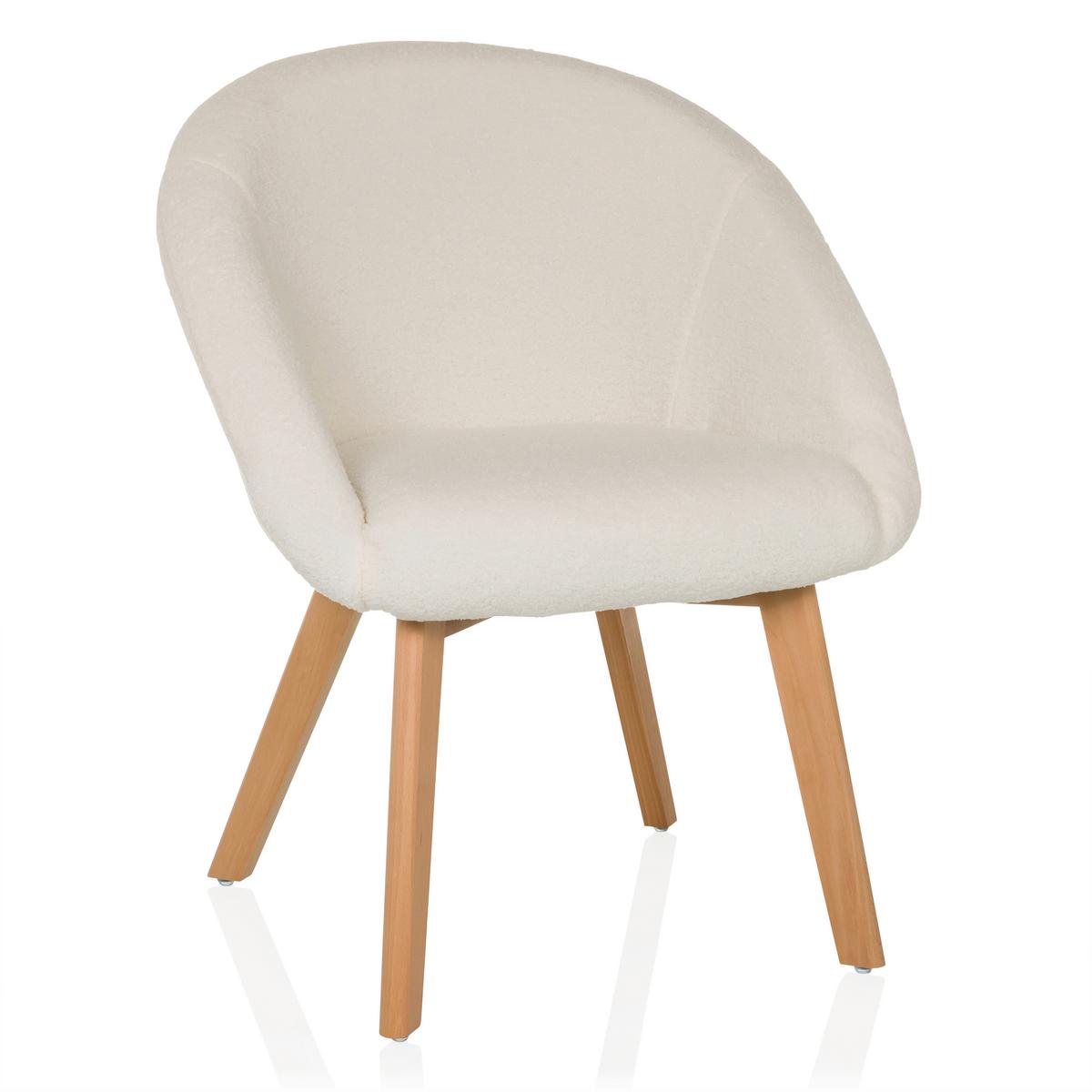 Armlehnstuhl Scandi Ted Weiß B: 68 Cm - Buchefarben/Weiß, MODERN, Holz/Textil (68/85/62cm) - MID.YOU