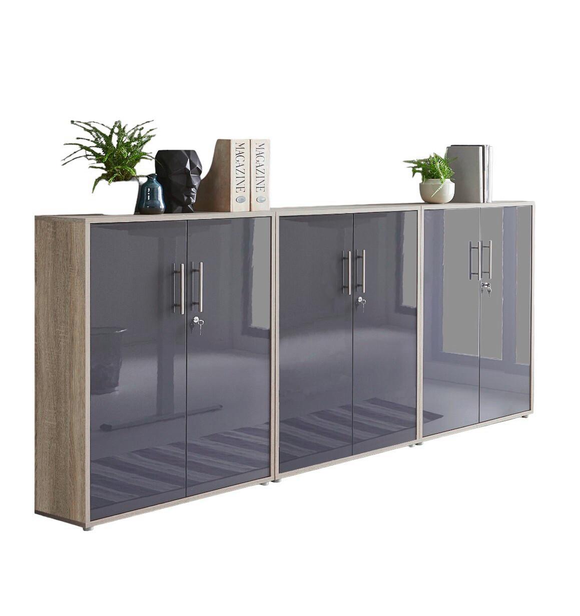 Aktenschrank Office Edition Anthr. Hg/Eiche D. B. 253,2cm