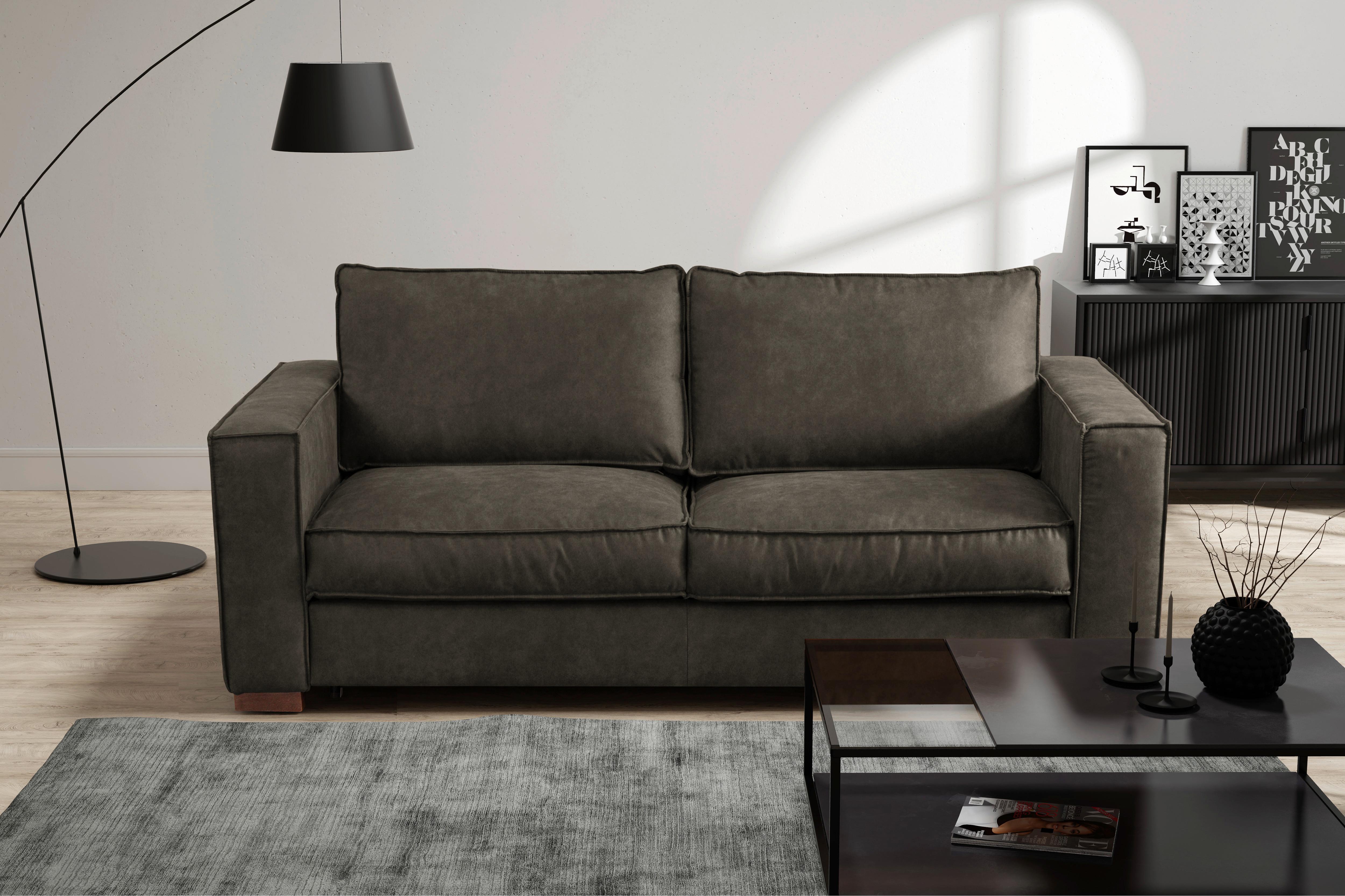 Schlafsofa Texas Anthrazit Mikrofaser, B: 203 Cm - Dunkelbraun/Anthrazit, Design, Textil (203/85/99cm) - MID.YOU