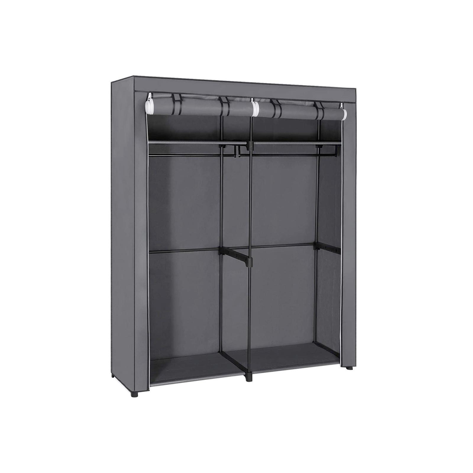 Stoffschrank B: 140 cm Grau - Grau, Trend, Textil/Metall (140/174/43cm) - Boxxx