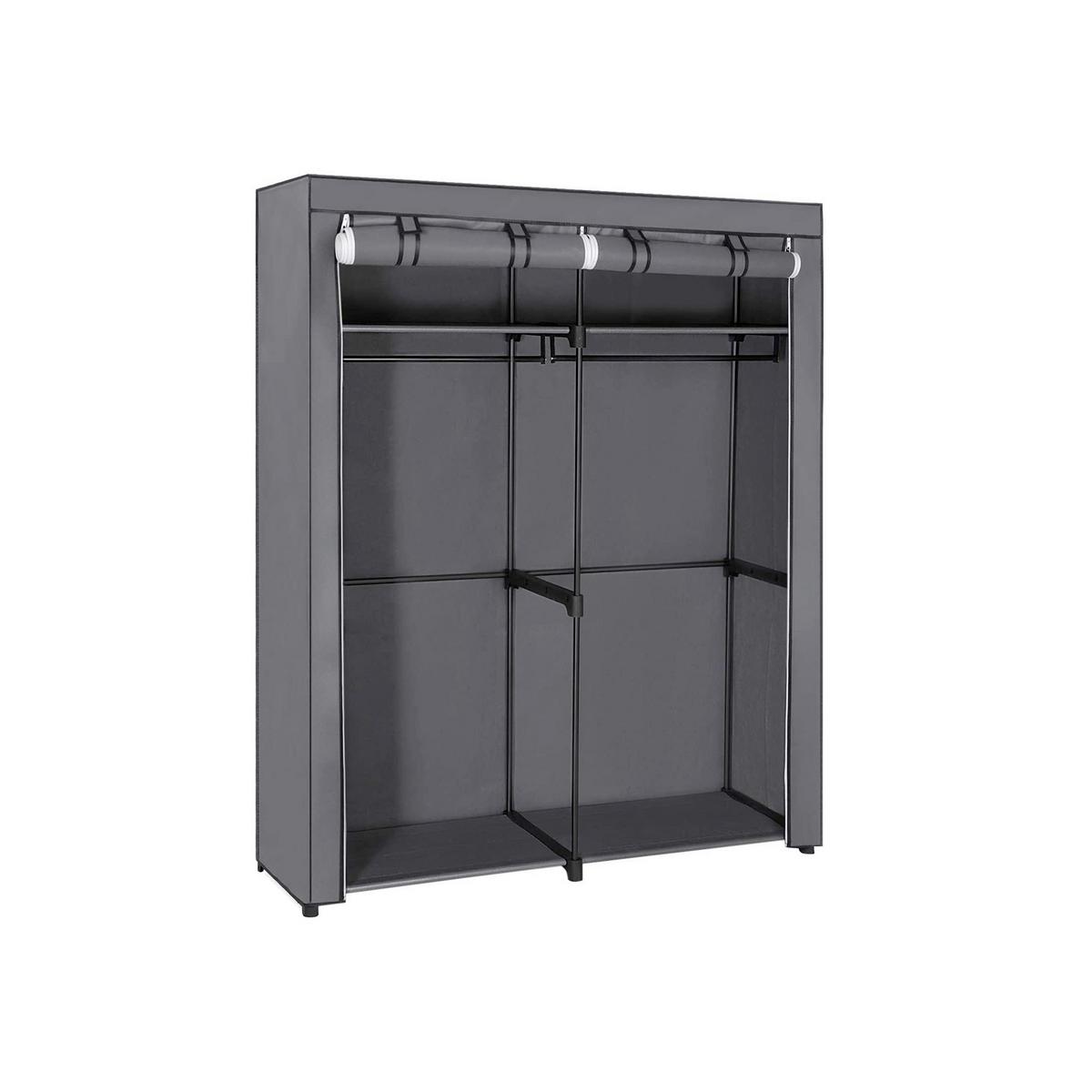 Stoffschrank B: 140 cm Grau - Grau, Trend, Textil/Metall (140/174/43cm) - Boxxx