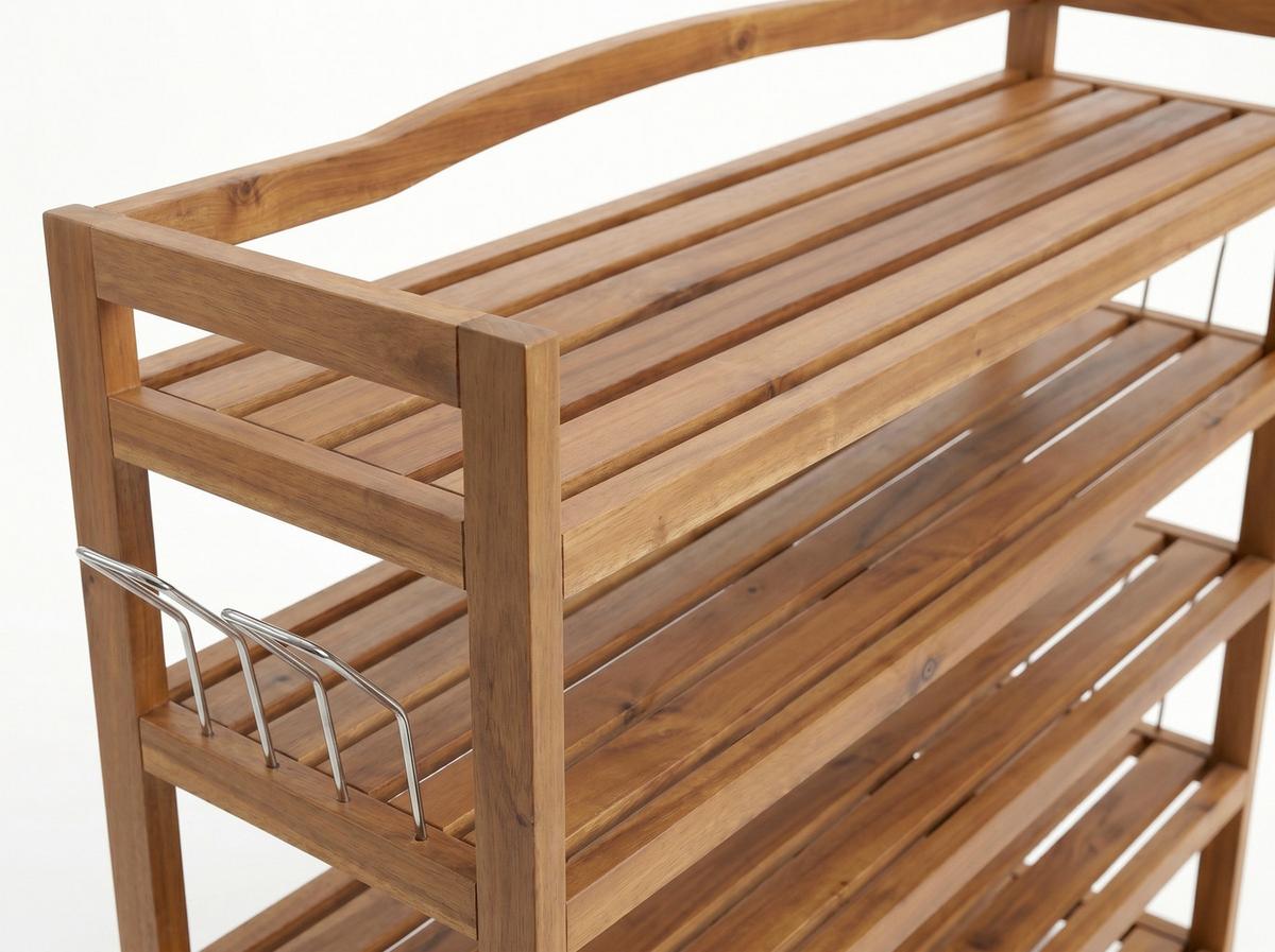 Schuhregal aus Akazie 5-Etagen LxBxH: 26x82x94 cm - Akaziefarben, Basics, Holz (26/82/94cm) - Prestige Home