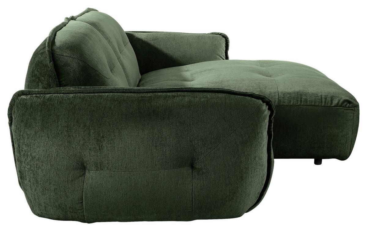 Ecksofa Fluffy Dunkelgrün S: 269x184 Cm - Dunkelgrün/Schwarz, MODERN, Textil (269/184cm) - Trendmanufaktur