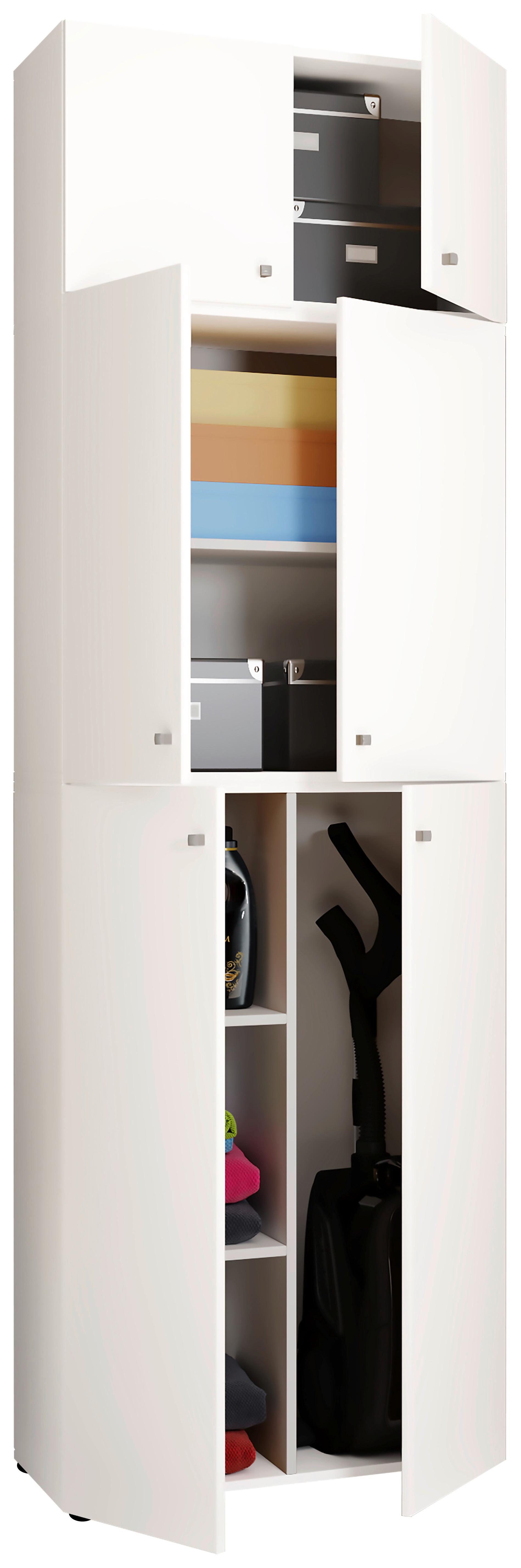 Mehrzweckschrank Lona XXL Weiß Stehend BxH: 70x223 cm - Schwarz/Weiß, MODERN, Holzwerkstoff (70/223/39cm) - MID.YOU