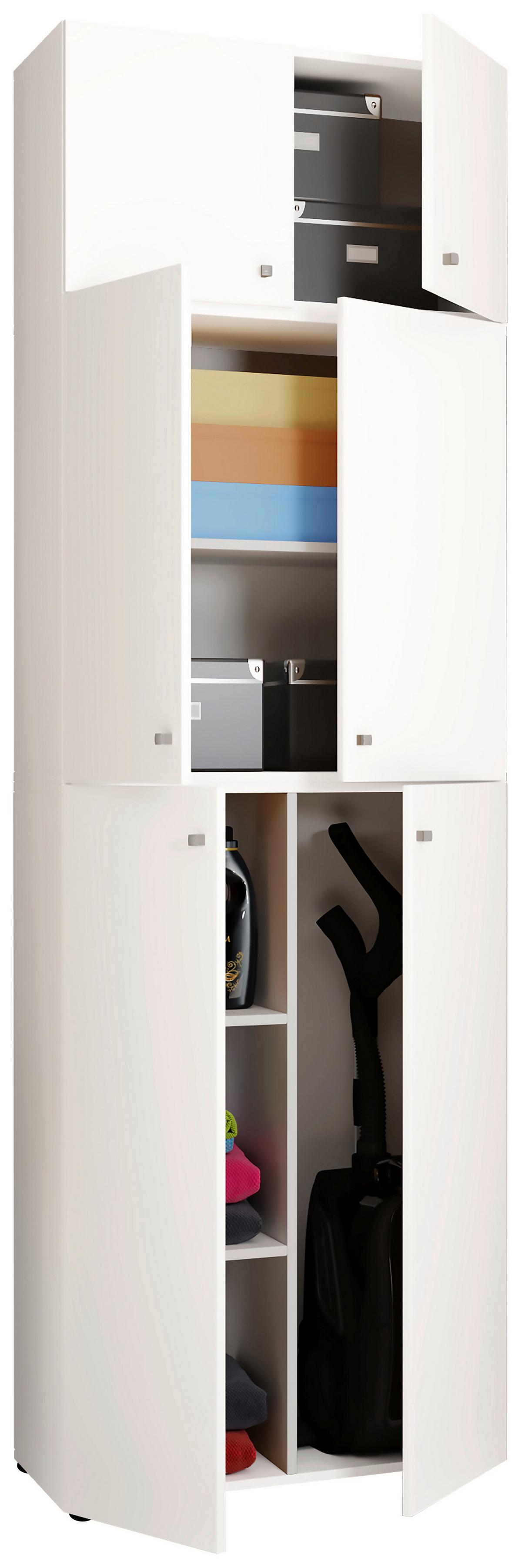 Mehrzweckschrank Lona XXL Weiß Stehend BxH: 70x223 cm - Schwarz/Weiß, MODERN, Holzwerkstoff (70/223/39cm) - MID.YOU