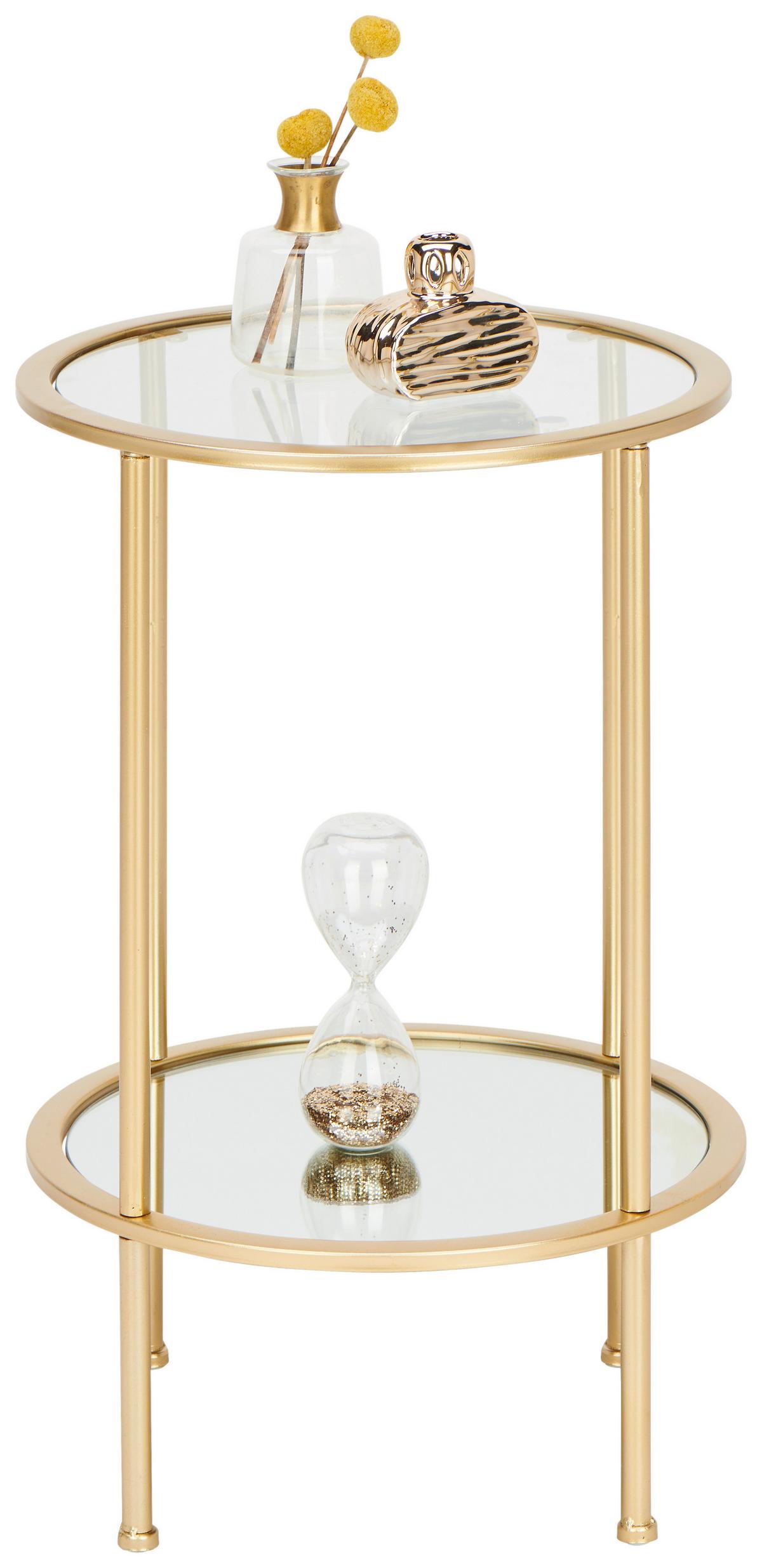 Odkládací stolek FARO 1 zlatá - barvy zlata, Basics, kov/sklo (38/38/55cm)