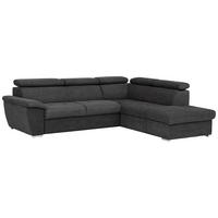 Ecksofa mit Schlaffunktion Antero + Bettkasten Schwarz - Chromfarben/Schwarz, Design, Textil (262/216cm) - Livetastic