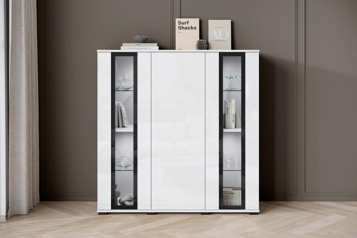 VYSOKÁ KOMODA CARO 120 - bílá/černá, Design, kompozitní dřevo/plast (120/121,9/39,5cm) - Livetastic