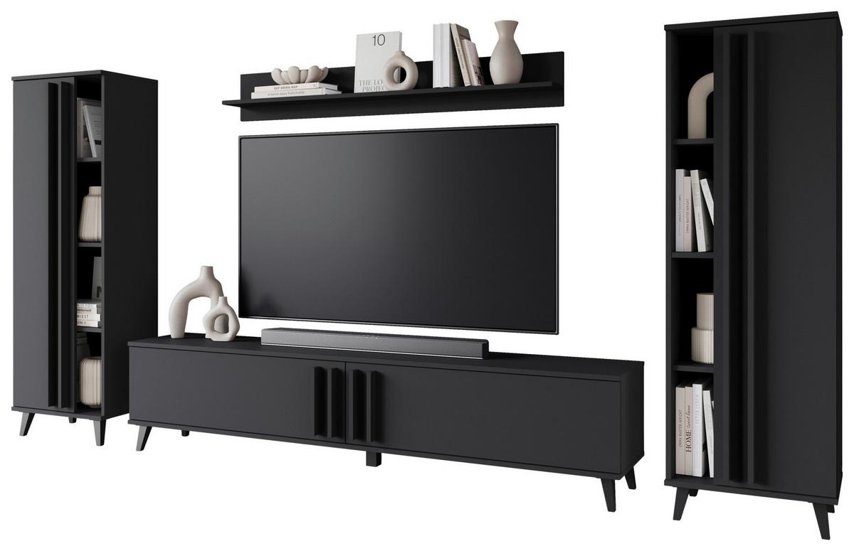 OBÝVACÍ STĚNA HELSINKI 01 - černá, Trend, kompozitní dřevo/plast (270/140/33cm)