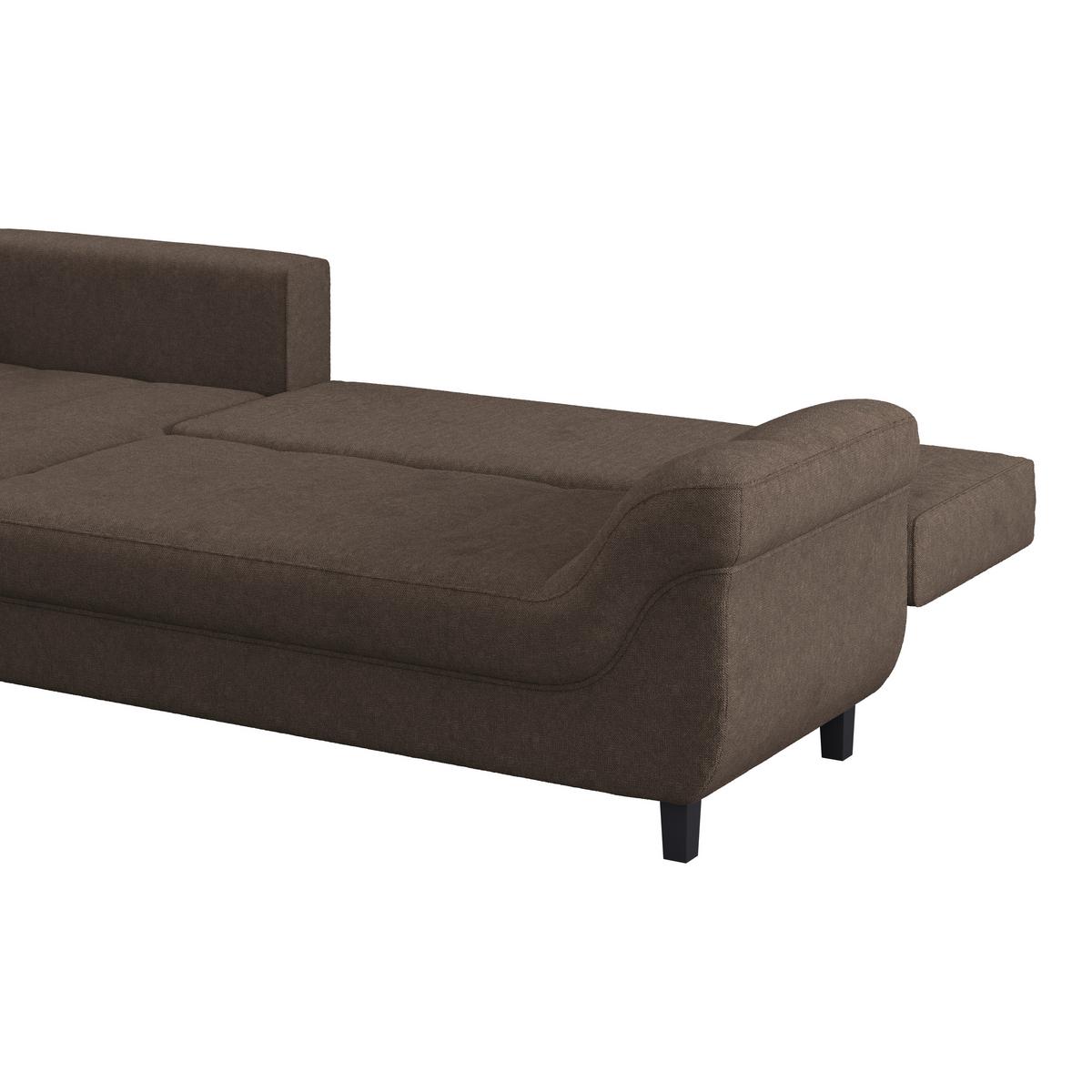 Ecksofa Mendoza - Dunkelbraun/Schwarz, Design, Textil (197/309cm) - Ondega