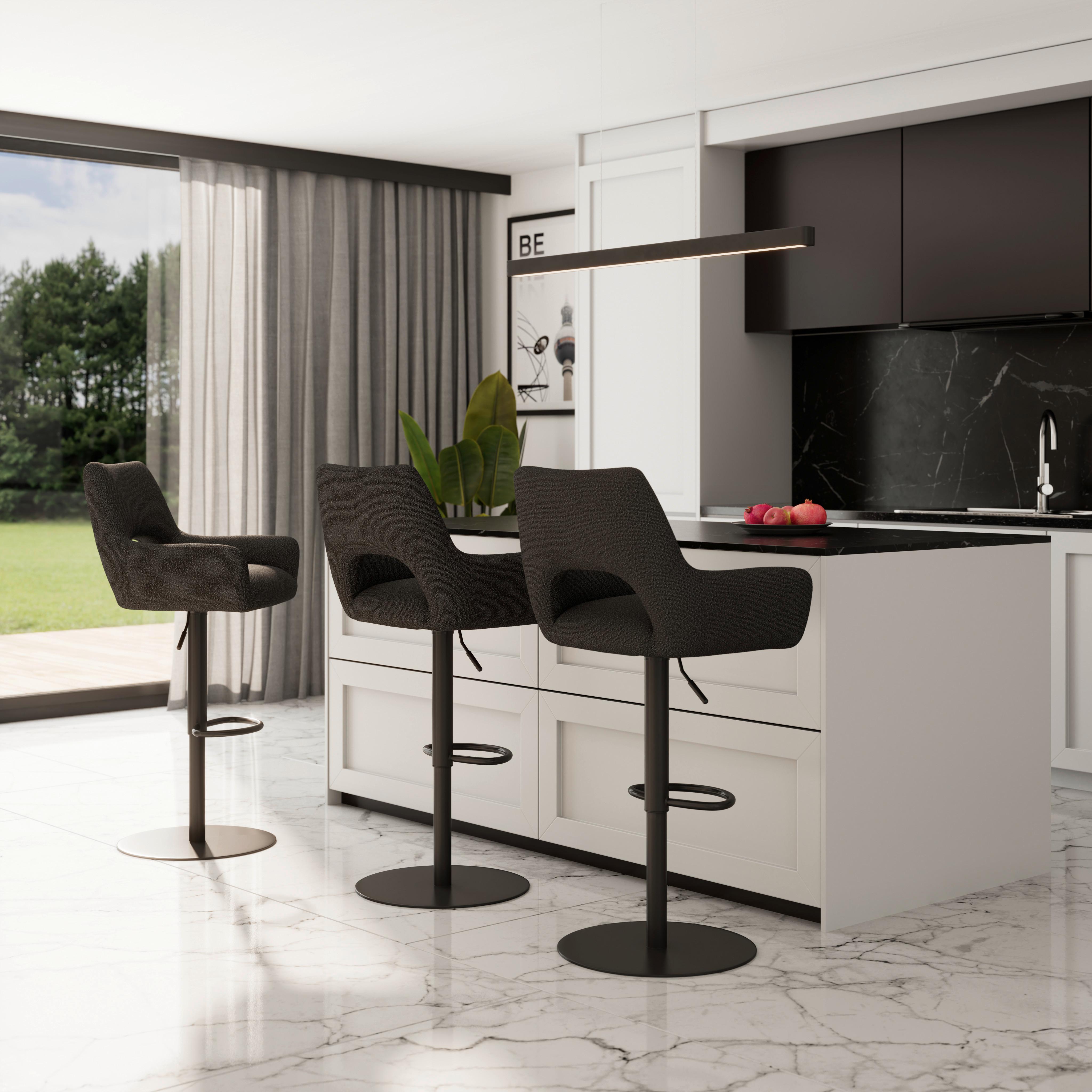 Barová stolička Tami, tmavohnedá - čierna/tmavohnedá, Modern, kov/drevo (46/82-102/51cm) - Bessagi Home