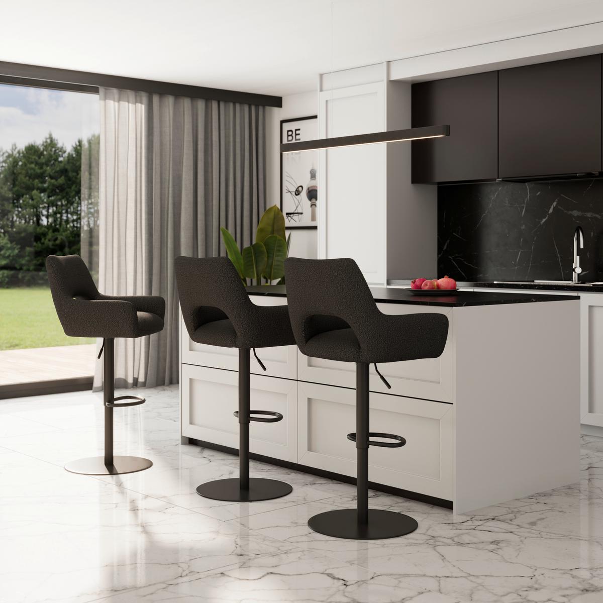 Barová stolička Tami, tmavohnedá - čierna/tmavohnedá, Modern, kov/drevo (46/82-102/51cm) - Bessagi Home
