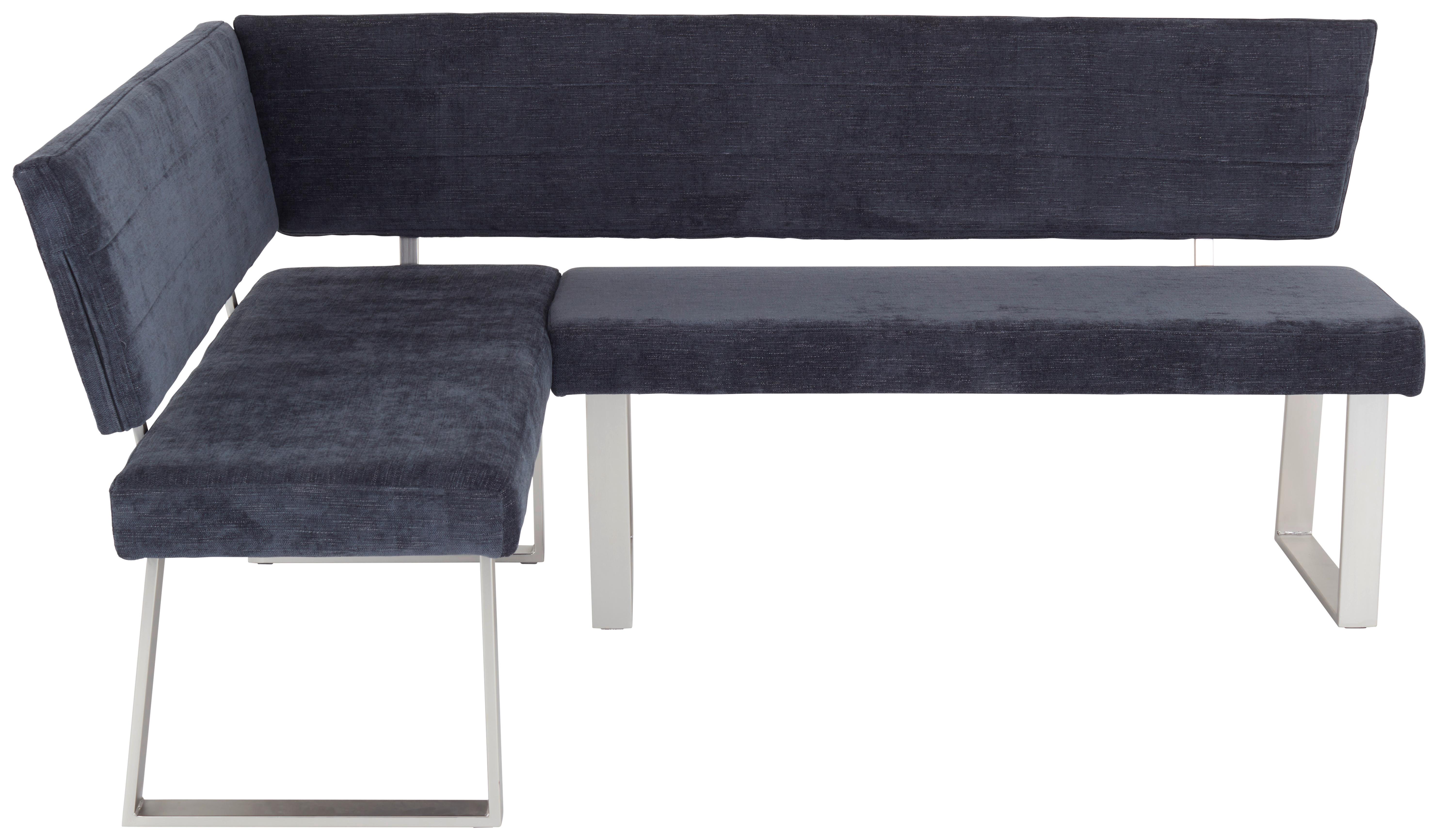 Eckbank Dunkelgrau Hausvik 142,5x187 cm - Dunkelgrau/Nickelfarben, MODERN, Textil/Metall (142,5/187cm) - MID.YOU