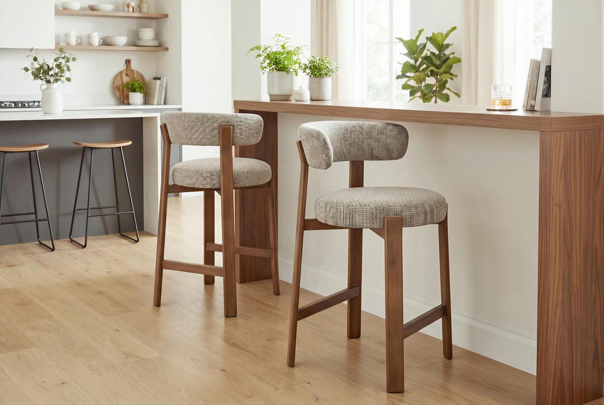 Barhocker Bilbao Braun B: 52 cm - Walnussfarben/Braun, MODERN, Textil/Metall (52/90,5/53,5cm) - Livetastic