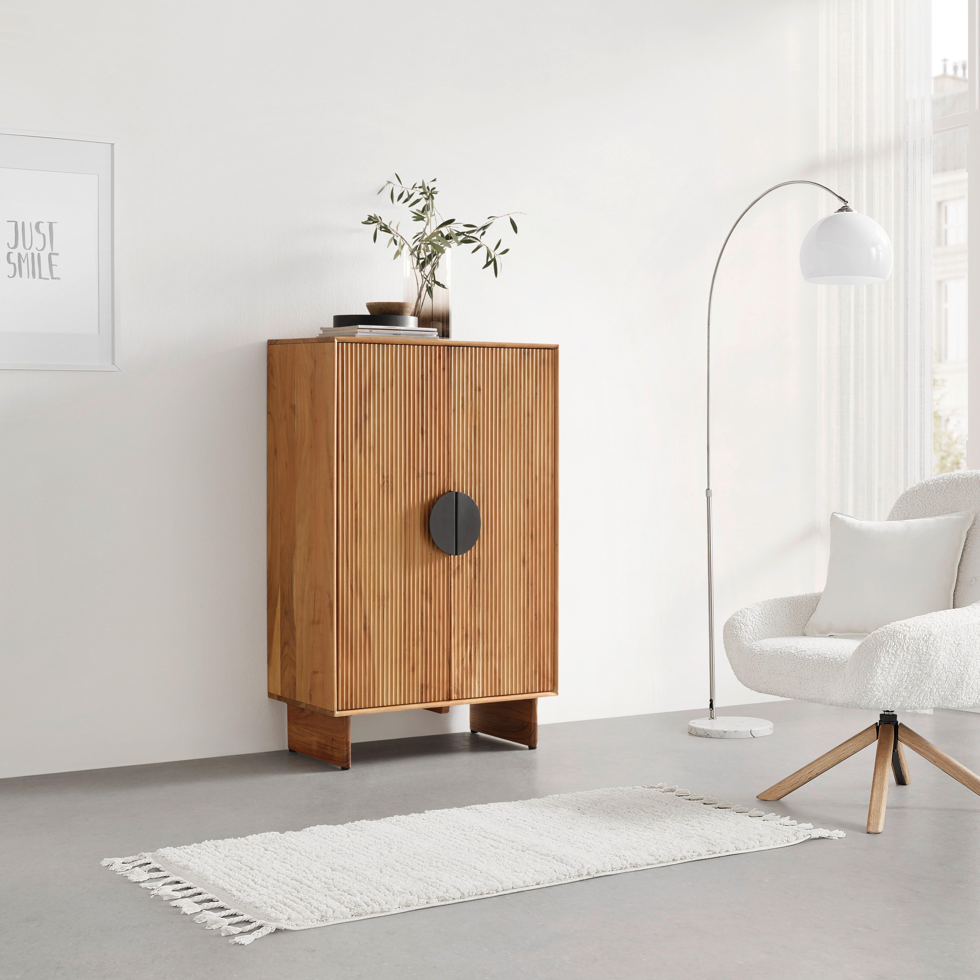 Vysoká komoda ROSY, akácia - čierna/farba akácie, Lifestyle, kov/drevo (80/120/38cm) - Premium Living