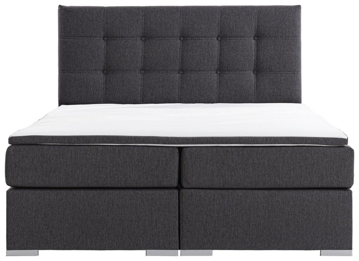 Boxbett Inez Grau Lf: 180x200 cm - Silberfarben/Grau, MODERN, Textil (180/200cm) - MID.YOU