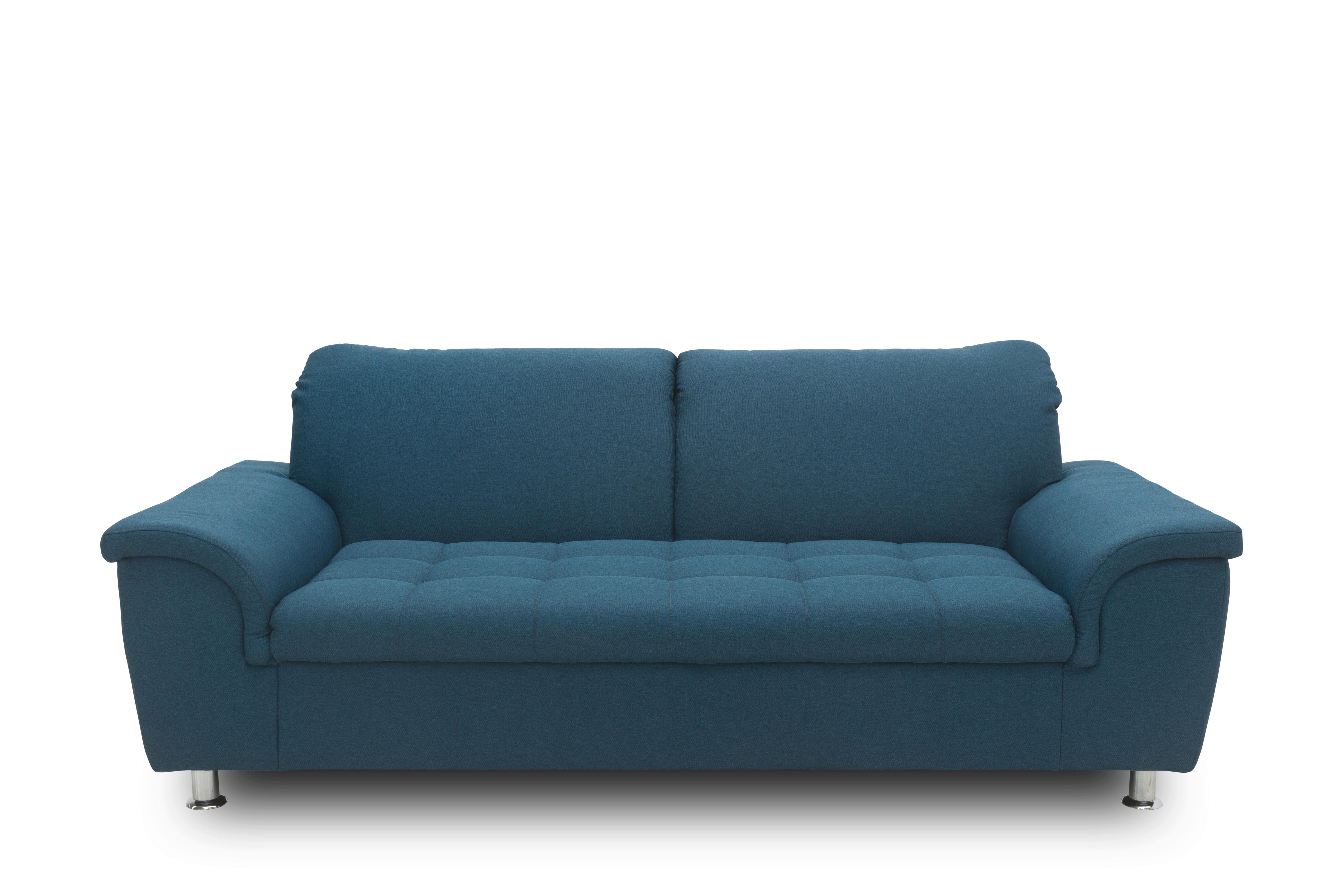 2-Sitzer-Sofa Franzi Petrol Webstoff - Chromfarben/Dunkelblau, KONVENTIONELL, Textil (210/81/97cm) - MID.YOU