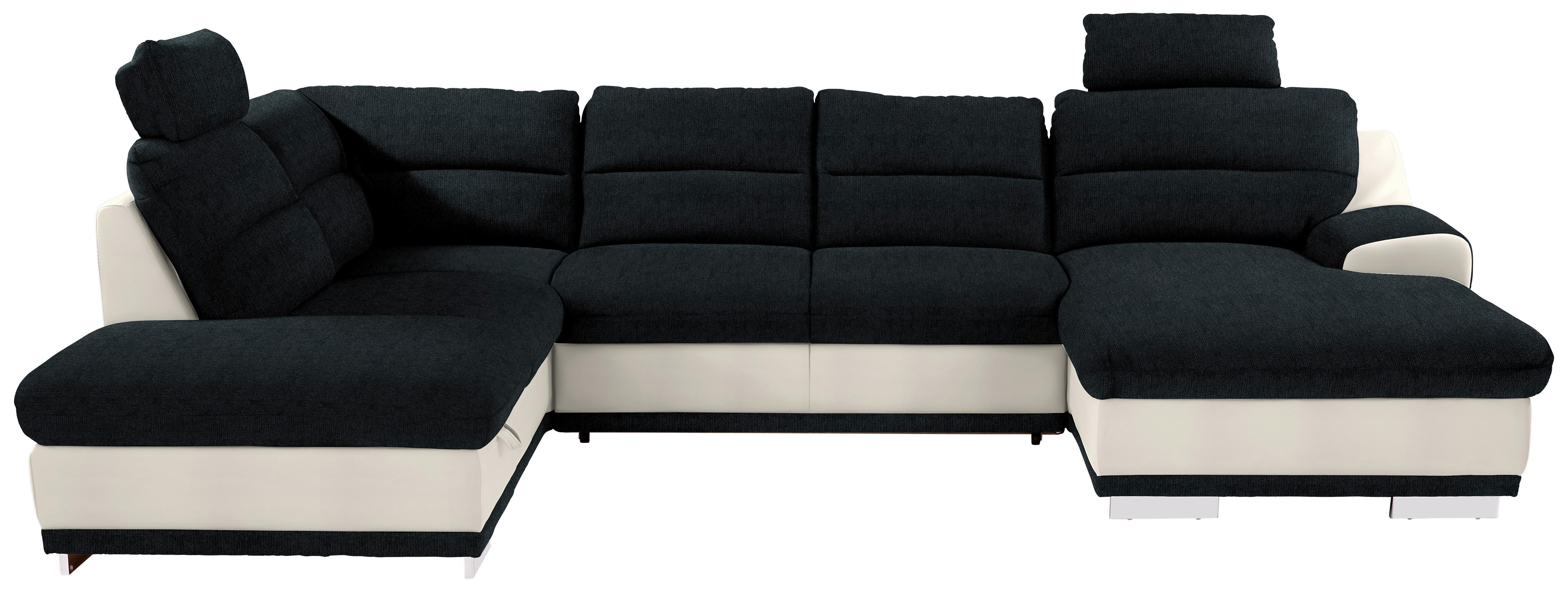 Sedacia súprava do U Seaside čierna / biela - čierna/biela, Konventionell, kov/textil (218/334/165cm) - Luca Bessoni